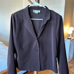 Briggs New York Women's Dark Brown Pinstripe Blazer